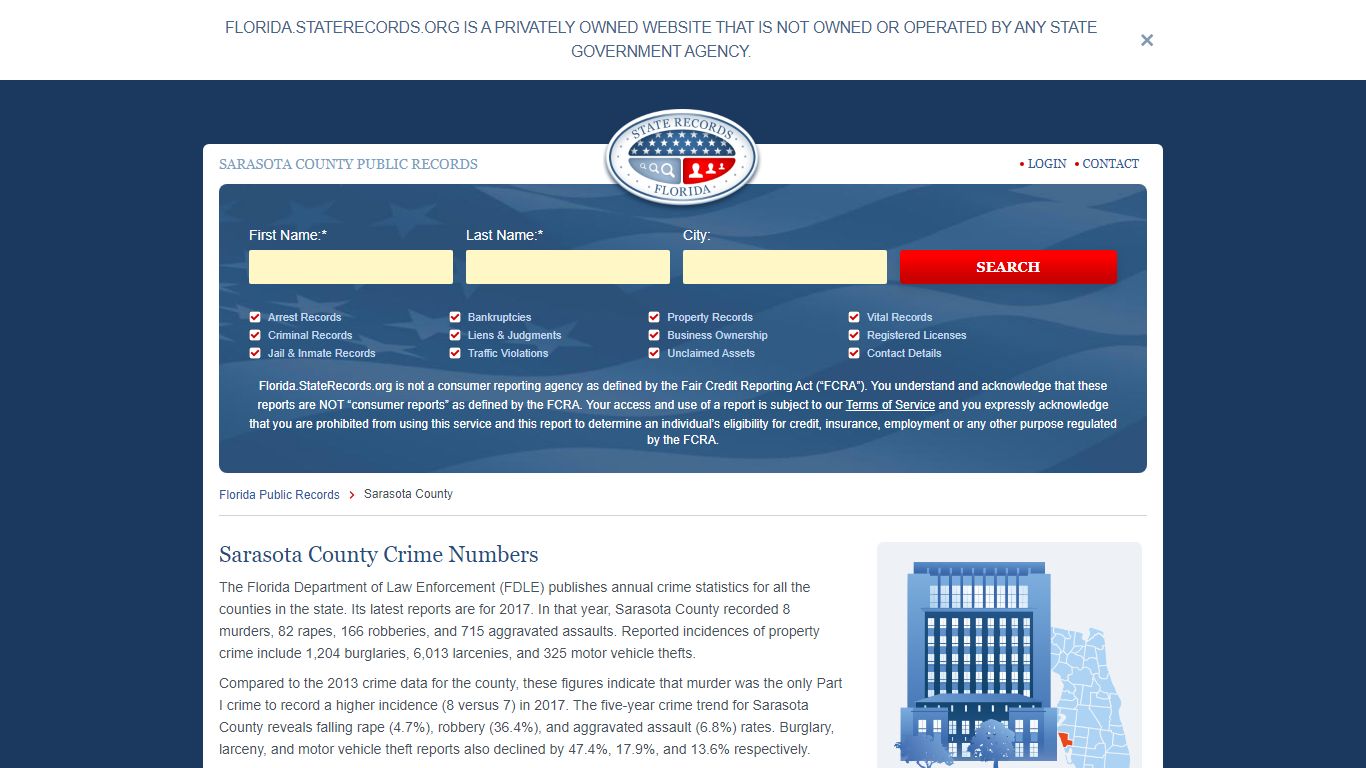Sarasota County Arrest, Court, and Public Records | StateRecords.org